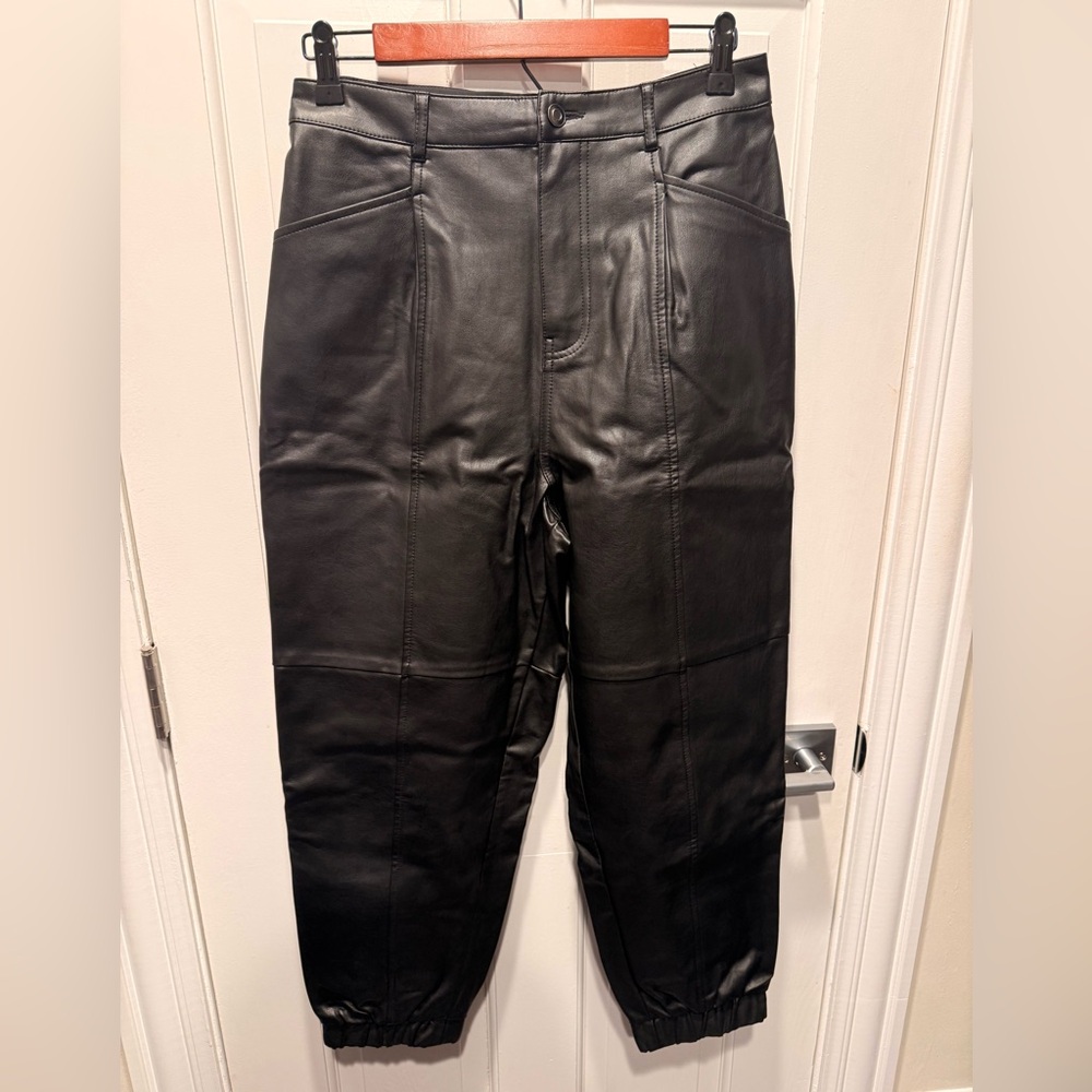 Zara Black Leather Jogger Pants
